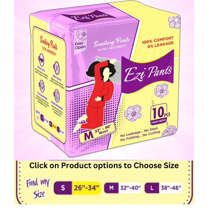 Ezi Pants Pack of 10 Period Panty For Women - Ultra Abrosbent Sanitary Pants