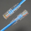 RJ45 Cat6 Pass Through Connectors and Strain Relief Boots, easy to Crimp Modular Plug for Solid or Stranded Network Cable. 