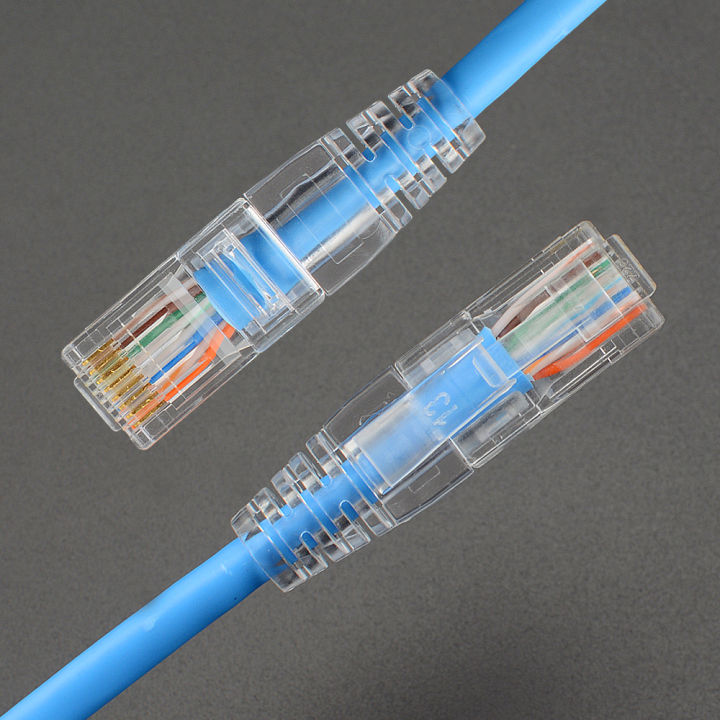 RJ45%20Cat6%20Pass%20Through%20Connectors%20and%20Strain%20Relief%20Boots,%20easy%20to%20Crimp%20Modular%20Plug%20for%20Solid%20or%20Stranded%20Network%20Cable%20-%20Image%202