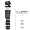 Gymshark Spider Gym Shaker Bottle, Shakers for Protein Shake with 2 Storage Compartment (High Density Polyethylene, Pack of 1, Black). 