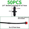 50pcs Barbed Connectors Irrigation Fittings Drip Irrigation Barbed Connectors 4/7mm Tubing Fittings for Flower Pot Garden Lawn 5. 