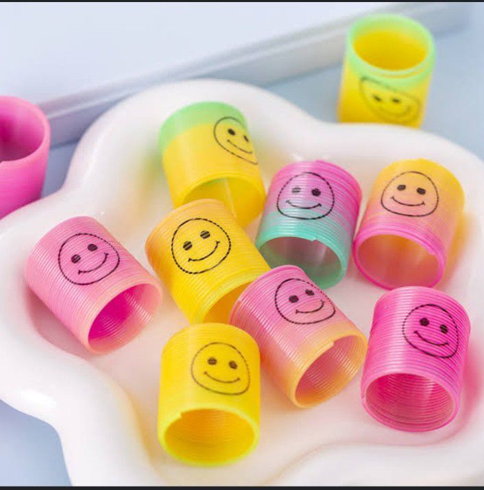 Rainbow Spring Toy Assortment (Pack of 12) Mini Plastic Coil Spring Toy Bright Colors and Shapes Rainbow Magic Spring for Kids
