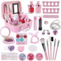 Kids Makeup Set for Girls, Real Washable Non-Toxic Girls Makeup Kit with Cosmetic Bag, Childrens Princess Pretend Play Toys Presents Make Up Birthday Gifts for 3 4 5 6 7 8 9 10 11 12 Years Old Girls. 