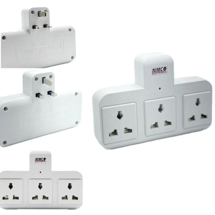 Multi plug wall Socket adapter - 5A Multi Socket 3 way Universal type ...