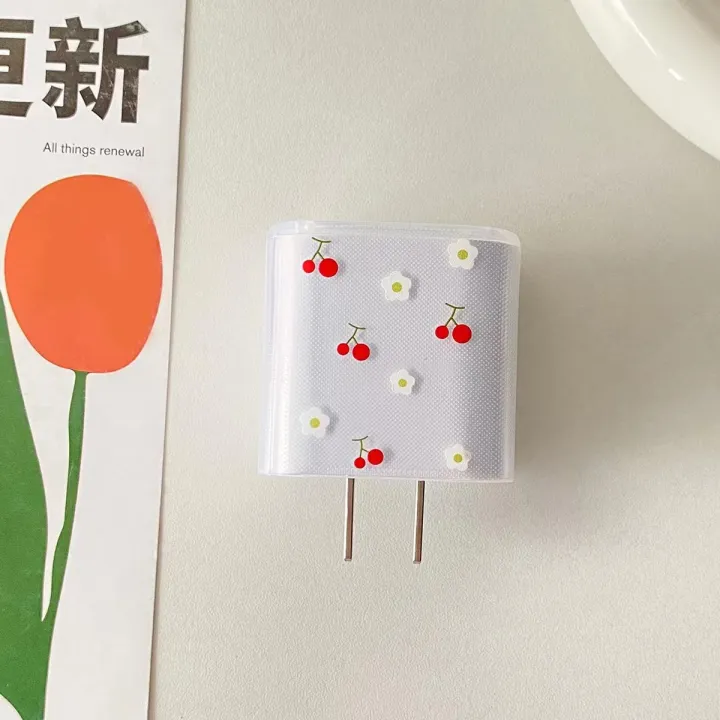 Colorful%20Cherry%20Flowers%20Case%20For%20Apple%2018W/20W%20US%20Fast%20Charger%20Head%20Cover%20For%20iPhone%2014/13/12%20Data%20Cable%20Type%20C%20Cable%20Protection%20-%20Image%202