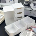 3-Tier Plastic Cosmetic Storage Box Organizer with Drawers Multifunctional Countertop Storage for Jewelry Office Supplies. 