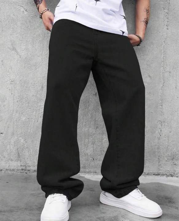 Men%E2%80%99s%20Black%20Wide%20Leg%20Denim%20Jeans%20%7C%20Men%E2%80%99s%20Baggy%20Jeans%20%7C%20ZRANZIE%20-%20Image%202