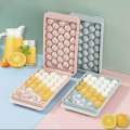 Round Ice Cube Tray with Lid – Easy Release Durable Plastic Ice Maker Mold, Large Capacity Freezer Tray for Home & Kitchen (Multicolour).