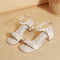 Women Fashion Luxury Crumples Stylish Block Heels Sandals Comfortable and easy to Walk Causal Office Bridal Party Weeding every Function Black, White, Green. 