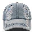2024 New Solid Color Ripped Baseball Cap Washed Denim Snapabck Hat Hip Hop Breathable Streetwear Distressed Hats for Women Men. 