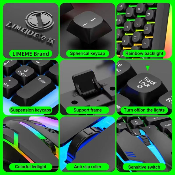 GTX350%20Gaming%20Keyboard%20Mouse%20Combos%20Computer%20Laptop%20Backlight%20Gamer%20Kit%20LED%20Wired%20Usb%20Keyboard%20GTX350%20Set-Black%20-%20Image%204