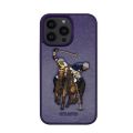 14 Pro Max Santa Barbara Polo Jockey series Case Deep purple in genuine leather and 3d embroidery 100% original cover for apple iPhone 14 pro and 14 pro max. 