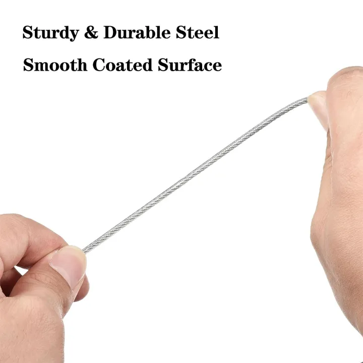 2PCS%202mm%20Transparent%20PVC%20Coated%20Cable%20304%20Stainless%20Steel%20Wire%20Rope%20Luggage%20Lock%20Core%20Wire%20With%20Double%20Ring%200.3/0.4/0.5/1/1.5/2M%20-%20Image%204