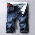 2024 Summer New Denim Shorts Black and Blue Men's Clothing Stretch Straight Slim Fit Casual Short Jeans Men's Brand Clothing. 