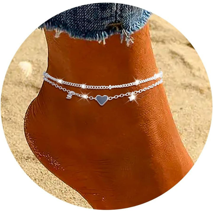925%20Sliver%20Plated%20CZ%20Anklet%20Bracelets%20for%20Women%20Girl%20Trendy%20New%20Waterproof%20Heart%20Charm%20Dainty%20Layer%20Chain%20Anklets%20Jewelry%20%20-%20Image%207