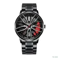 Fashion Non Wheel  Mens Car Wheel Watches Luxury Stainless Steel Mesh Watch Men Quartz Wristwatch Male Clock. 