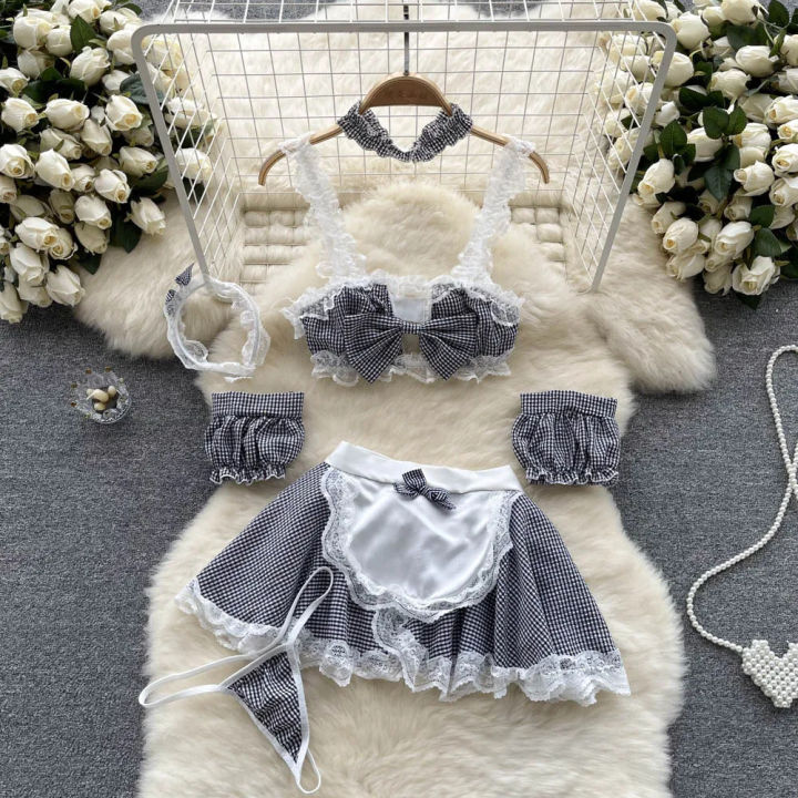 Chinese%20%20Transparent%20Vintage%20Embroidery%20Jacquard%20Halter%20Top%20Dressing%20Sleepwear%20Open%20Front%20Bindings%20Gauze%20Dress%204-Piece%20Set%20-%20Image%208