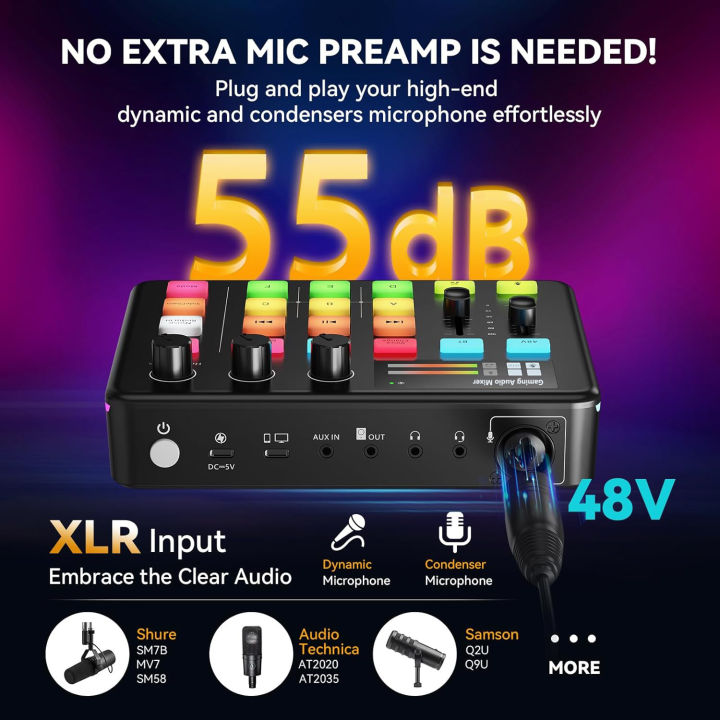 Gaming%20Audio%20Mixer,%20Audio%20Interface%20with%20Pro-preamp,%20Voice%20Changer%20&%20DJ%20Mixer%20Effects,%20Live%20Sound%20Card%20for%20Streaming,%20Podcasting%20-%20Image%205