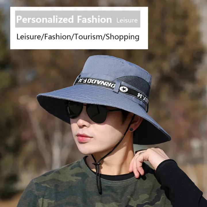 Windproof%20Men%20Outdoor%20Hat%20Wide%20Brim%20Flat%20Top%20Men%20Camping%20Hat%20Letter%20Print%20Anti-UV%20Strap%20Hollow%20Out%20Men%20Fisherman%20Hat%20Headwear%20-%20Image%205