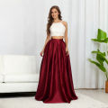 Storeify Box Pleats Korean Satin Silk Maxi Skirt for Women with Inner Cancan, Flared Long Skirt, Waist Sizes 26-40. 