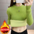 Turtleneck Winter Sweater Women Elegant Thicken Velvet Lined Warm Sueter Fleece Knitted Pullover Slim Top Jersey Knitwear Jumper.