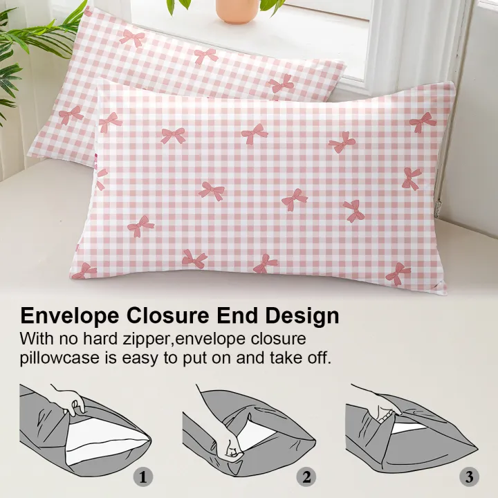 3pcs/set%20Plaid%20Bow%20Print%20Duvet%20Cover%20Set(1%20Duvet%20Cover%20&%202%20Pillowcase%EF%BC%89Soft%20And%20Skin-Friendly%20Duvet%20Cover%20Bedding%20Set%20-%20Image%205
