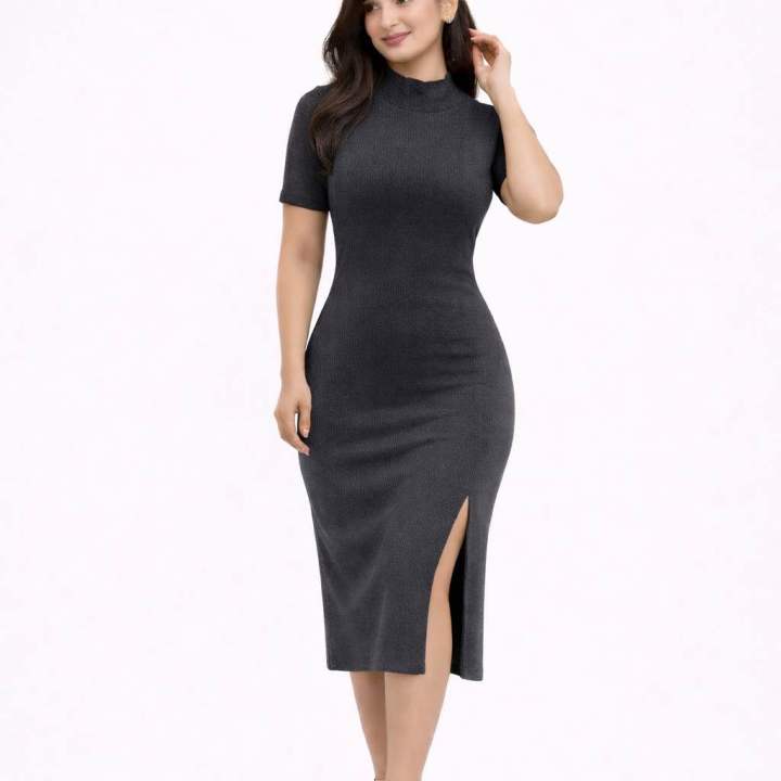 Women’s Tight Frock Textured Bodycon Midi Dress | Daraz.lk