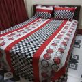Cotton Fabric Multicolor Print 5 by 6Feet Double King Size Bedsheet Set with Two Pi.... 