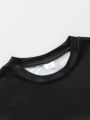 1pc Summer Unisex Kids Color Block Tee 1-6Y | Black-Red-Pink Block, Crew Neck, Loose Fit | Lightweight Breathable Cotton Blend. 