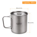 Lixada Ultralight Titanium Cup Water Cup Mug with Foldable Handle Outdoor Portable Camping Picnic 300ml / 350ml / 550ml / 650ml. 