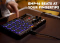EMP16 MIDI Pad Controller Beat Maker Machine With Bluetooth, 16 RGB Velocity Sensitive Beat Pads, 16 Level, Full/Half Level, OLE. 