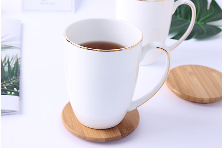 Beautiful white golden line bone Tea Mug Coffee Mug, Men's and Women's Tea Mugs for Office and Home with Handle, Camping Mug.11 oz