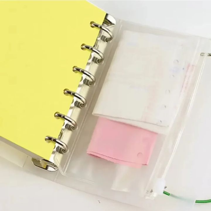10Pcs%20%20A5%20A6%20A7%20Binder%20Pocket%20Binder%20Zipper%20Folders%20for%206%20Ring%20Notebook%20Divider%20Page%20Waterproof%20PVC%20Leaf%20Document%20Filing%20Bag%20-%20Image%202