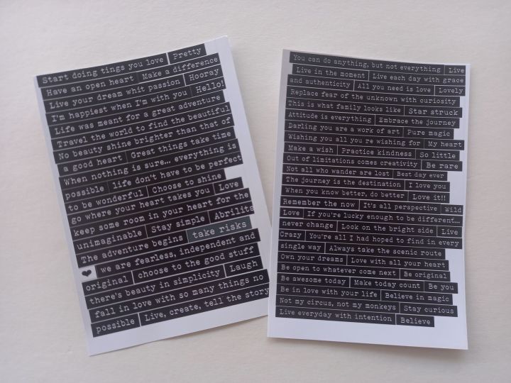 Black writing - Pack of 2 Uncut Sticker Sheets - A6 size