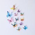 12 Piece 3D Foldable Plastic Butterflies Multicolor Wall, Fridge, and Door Decoration PVC Material. 