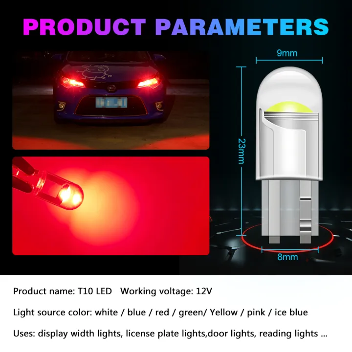 10PCS%20W5W%20LED%20T10%20Car%20Light%20COB%20Glass%20Housing%20Auto%20Automobiles%20Wedge%20License%20Plate%20Lamp%20Interior%20Dome%20Reading%20Light%20t10%20DRL%20Bulb%20-%20Image%206