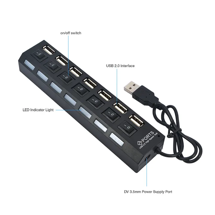 USB%202.0%20HUB%207%20Port%20Multiple%20Expander%20With%20ON/OFF%20Switch%20Multi%20USB%20Splitter%20HUB%20Adapter%20With%20LED%20Computer%20Accessories%20For%20Laptop%20-%20Image%204