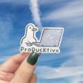 ProDucktive Themed Duck Laptop Stickers, Cute Duck & Notebook Design Glossy Vinyl Decals, Easy to Apply & Residue-Free Removable.