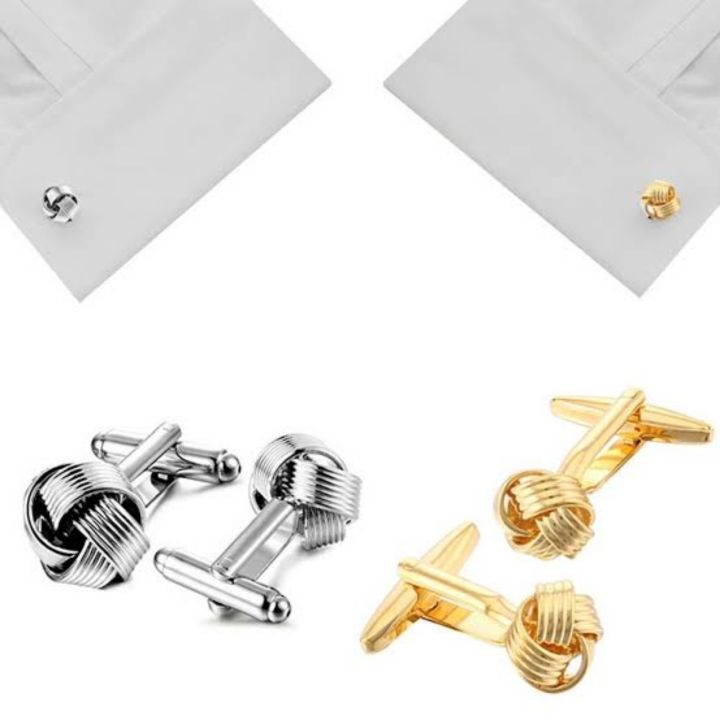 Premium High Quality Knot Flower Cufflinks – Studs – Shirt Accessories metal knot cufflinks