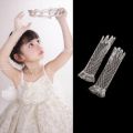 Girls White Lace Gloves with/without Rhinestones Decor for Weddings Birthdays and Special Occasion Ages 3 to 12 Years.