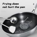 New Laser crafted Honeycomb 30cm pan for safe and healthy cooking.stainless steel body.non stick ceramic pan.un breakable and heat-up function.(black). 