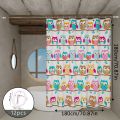 The Owl-Themed Dry-Wet Separation Partition Shower Curtain Has a Fresh Color and Creates a Childlike Bathroom Atmosphere.