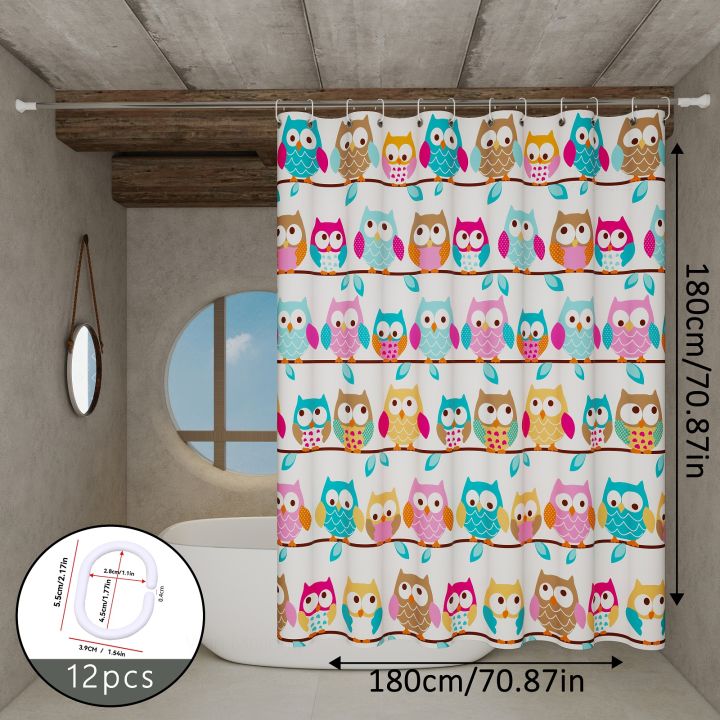 The%20Owl-Themed%20Dry-Wet%20Separation%20Partition%20Shower%20Curtain%20Has%20a%20Fresh%20Color%20and%20Creates%20a%20Childlike%20Bathroom%20Atmosphere%20-%20Image%205