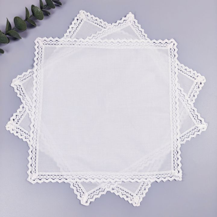 Wedding Season 3PCs Pure White Lace Pure Cotton Happy Handkerchief to Send Friends to Send Mom 28cm/11in Thin.