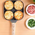 Multi Egg Frying Pan, 4 Round Holes Aluminum Egg Cooking Frying Pan, Breakfast Skillet Cooker with Non-Stick Coating & Bakelite Handle for Pancakes And Steaks. 