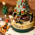 Lego Christmas music box Christmas tree music box with lights rotating sound Christmas gifts LEGO assembled Lego blocks rotating toys 360 ° Christmas gifts. 