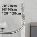 Punch-Free Shower Curtain Pole Arc L-Shaped Stainless Steel Retractable Rail Rod White/black Telescopic Rod. 