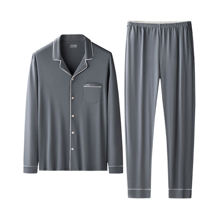 Men's Loose Fit Pajamas Set Soft Lyocell & Cotton Blend Breathable Sleepwear Cozy Home Loungewear Comfortable Pajamas