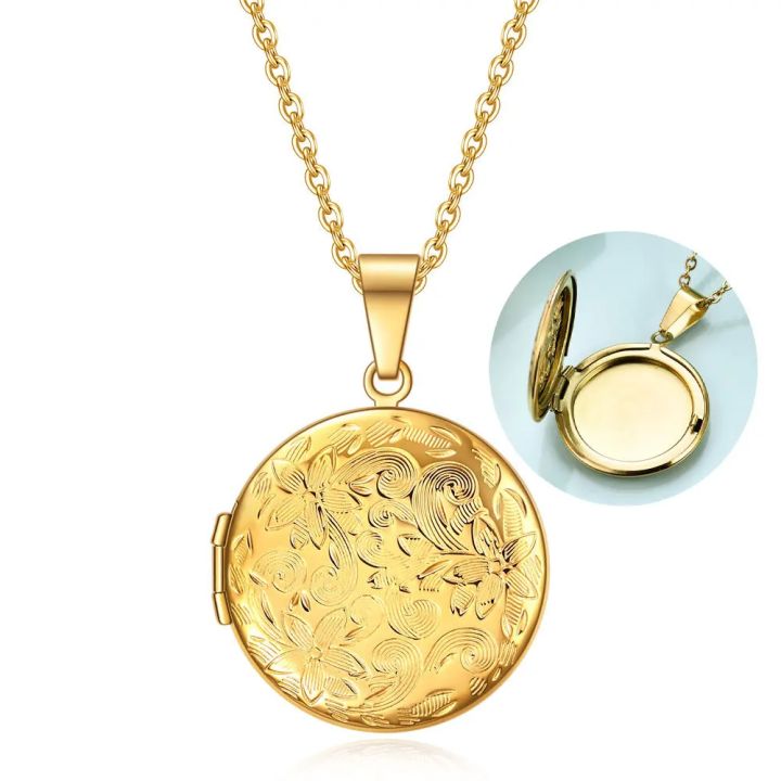 Stainless Steel Openable Photo Locket Necklace For Women Pendant Hold Picture Gold Silver Color Chain Girls Birthday Jewelry