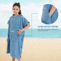 Hiturbo Kids Swimming Hooded Towel Surf Poncho Changing Robe, Quick Dry Microfiber Changing Towel with Pocket and Hood.